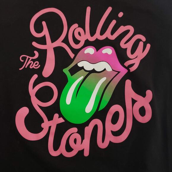 NEW!! Rolling Stones Girls Juniors SIZE XL Short Sleeve Black Crop Top Festival - Picture 2 of 9